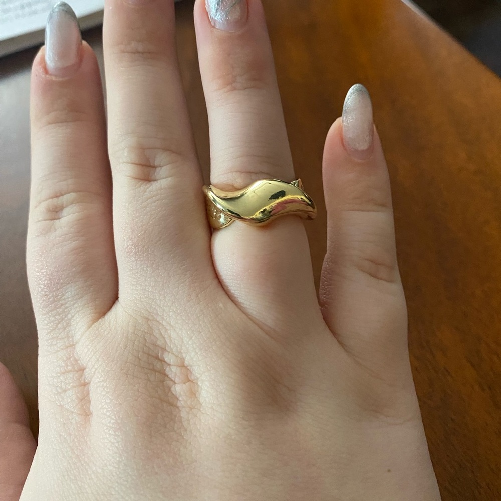 Gold Wave Statement Ring - Women Jewelry